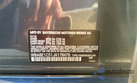 2018 BMW 330E from USA, damaged, VIN WBA8E1C51JA178476